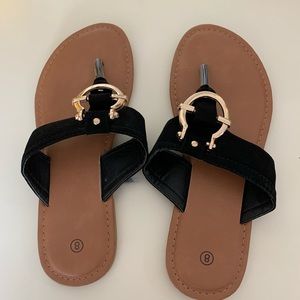 black buckle sandals